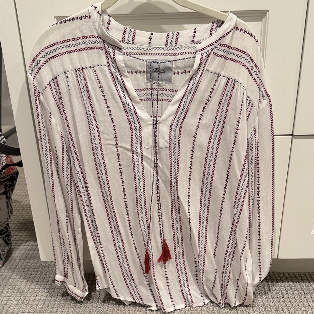 Rails White and Red Patterned Blouse